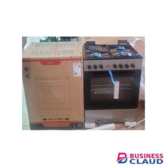 VON Standing Cooker - 60*55, 3 Gas Jet Burners + 1 RAPID Hot Plate,Auto-Ignition, Rotisserie, Electric Oven