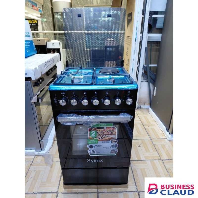 Synix Free Standing Cooker, 3Gas+1Hotplate, Electric Oven, Study Pan Supports