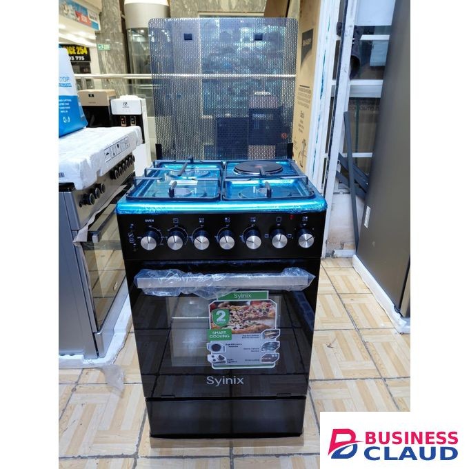 Synix Free Standing Cooker, 3Gas+1Hotplate, Electric Oven, Study Pan Supports