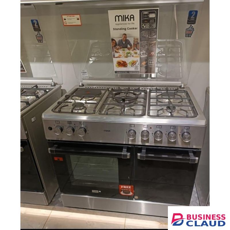 Standing Cooker, 90cm X 60cm, 5 Gas Pool Jet Burners (2 Wok), FLAME FAILURE SAFETY, Auto Ignition, 10 Function Full 90cm Electric Oven (Air Fry+Convection Fan), Rotisserie, Half Inox
