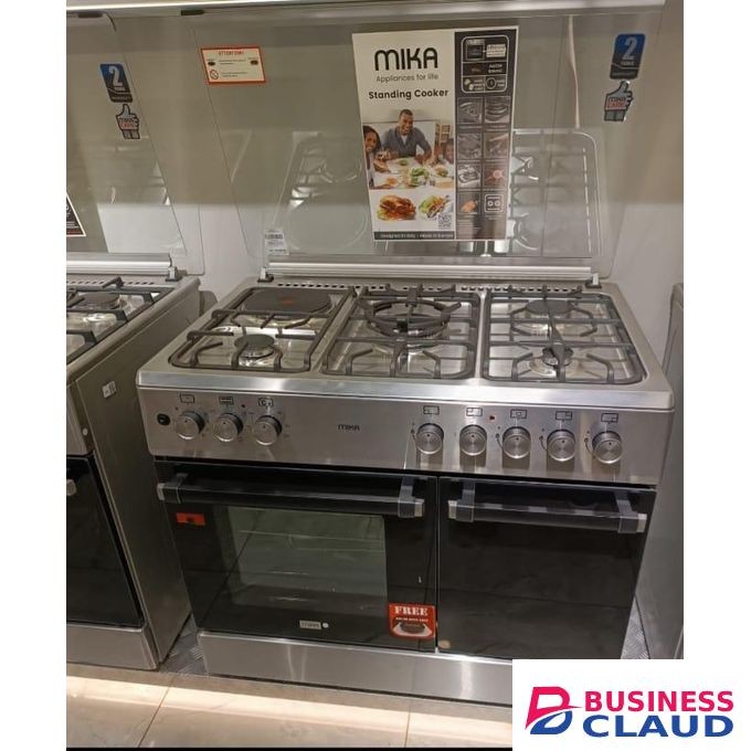 Standing Cooker, 90cm X 60cm, 5 Gas Pool Jet Burners (2 Wok), FLAME FAILURE SAFETY, Auto Ignition, 10 Function Full 90cm Electric Oven (Air Fry+Convection Fan), Rotisserie, Half Inox