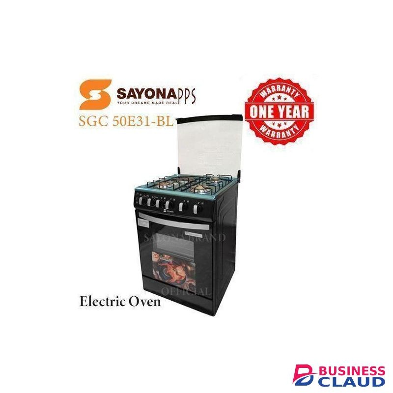 Sayona Free Standing Electric Gas Cooker, 50*55 Size With Electric Oven 3 Gas Burners And 1 Electric Plate Standing Gas Cookers