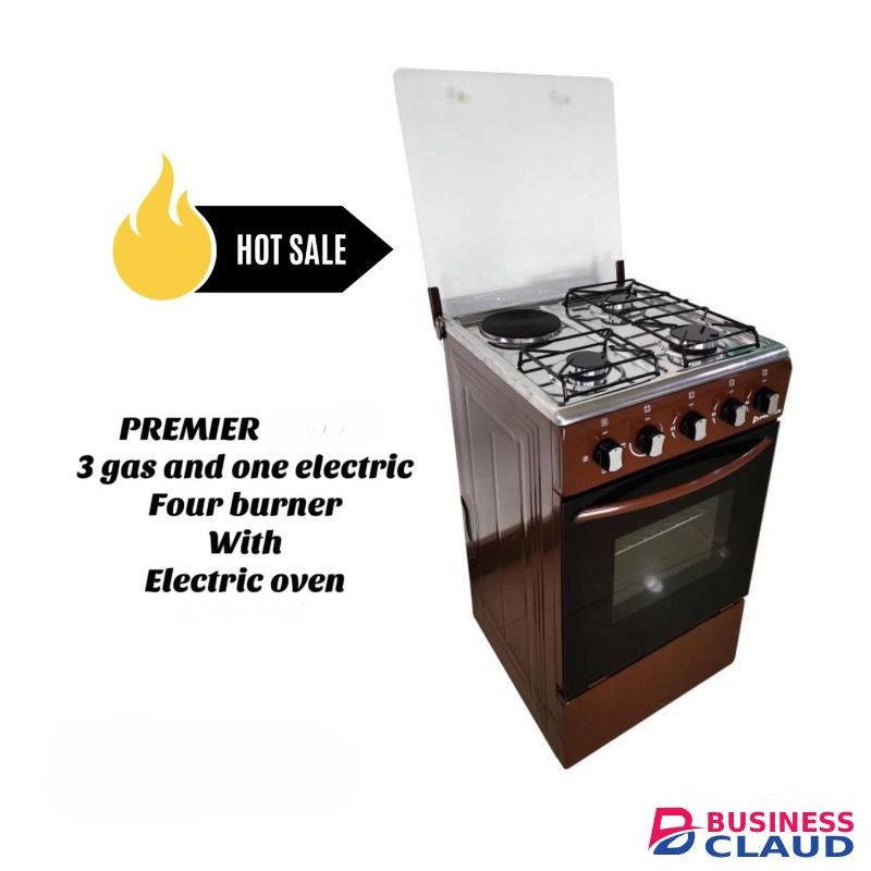 Premier Free Standing 3 Gas Burner 1 Electric Cooker With Electric Oven