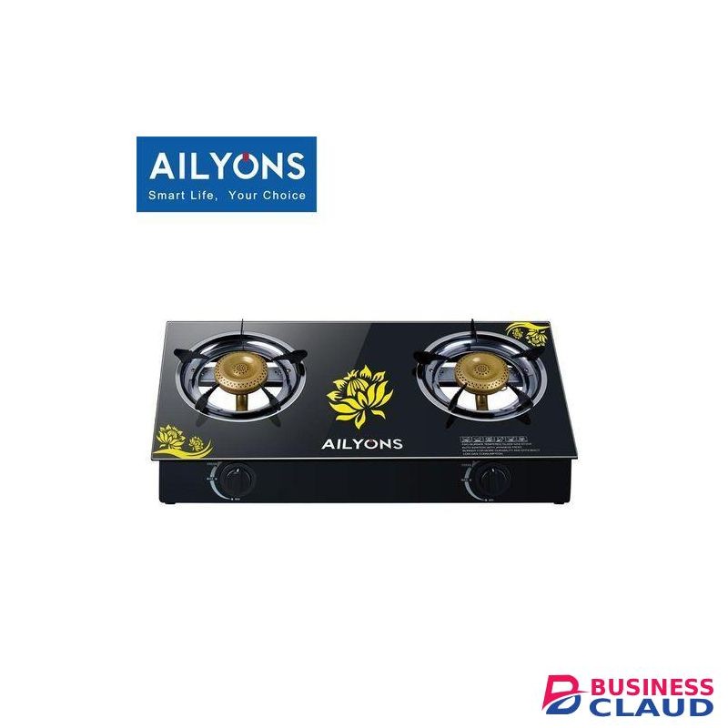 AILYONS GS014, 2 Burner Glass Top Gas Cooker & Infrared Double Burner