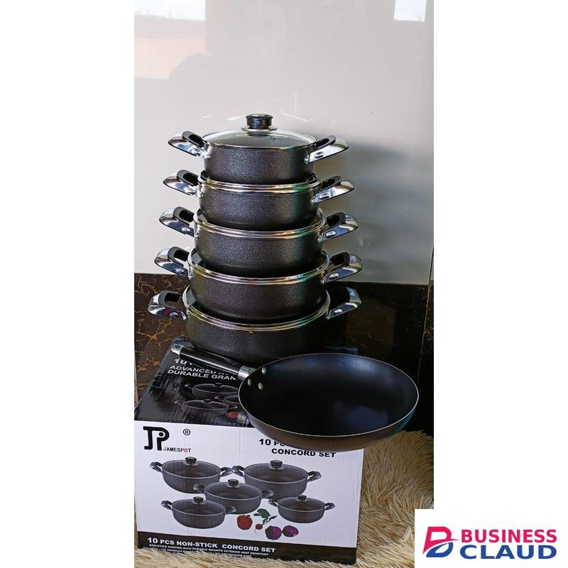 10Pc Heavy Non-Stick Granite Cooking Pot Sufuria With Pan & Cookware Set