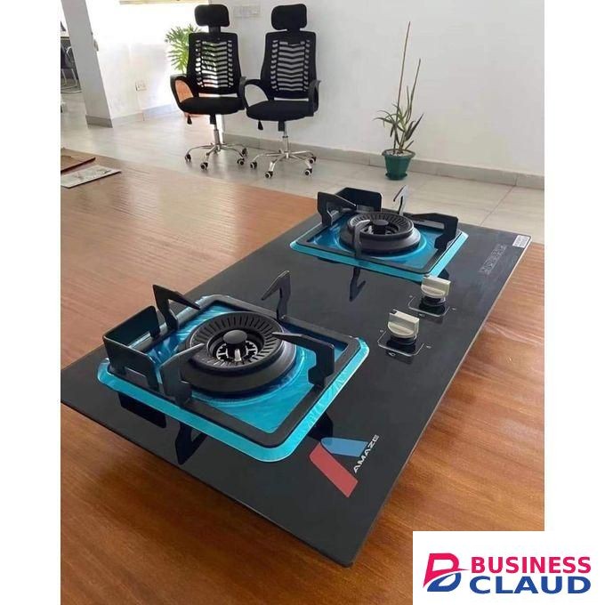 Amaze 2 Burners Inbuilt Cooker Glass Tampered Tables Top Automatic Ignition High Quality With Free Regulator + Pipe,1yr Warranty