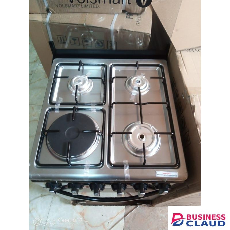 VOLSMART Burners Free Standing Gas Cooker Cooking Range With 60L Oven 3 Gas + 1 Electric VGS-581 Black