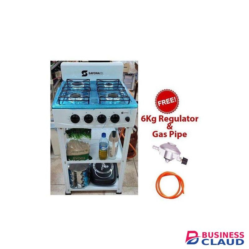 Sayona 4 GAS FREE STANDING COOKER WITH SHELVES