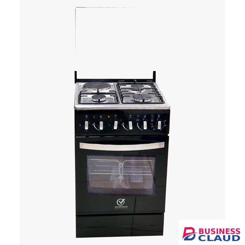 Sarah 50*50, 3 Gas Jet Burners + 1 Hot Plate, Electric Oven, Standing Gas Cooker - Black