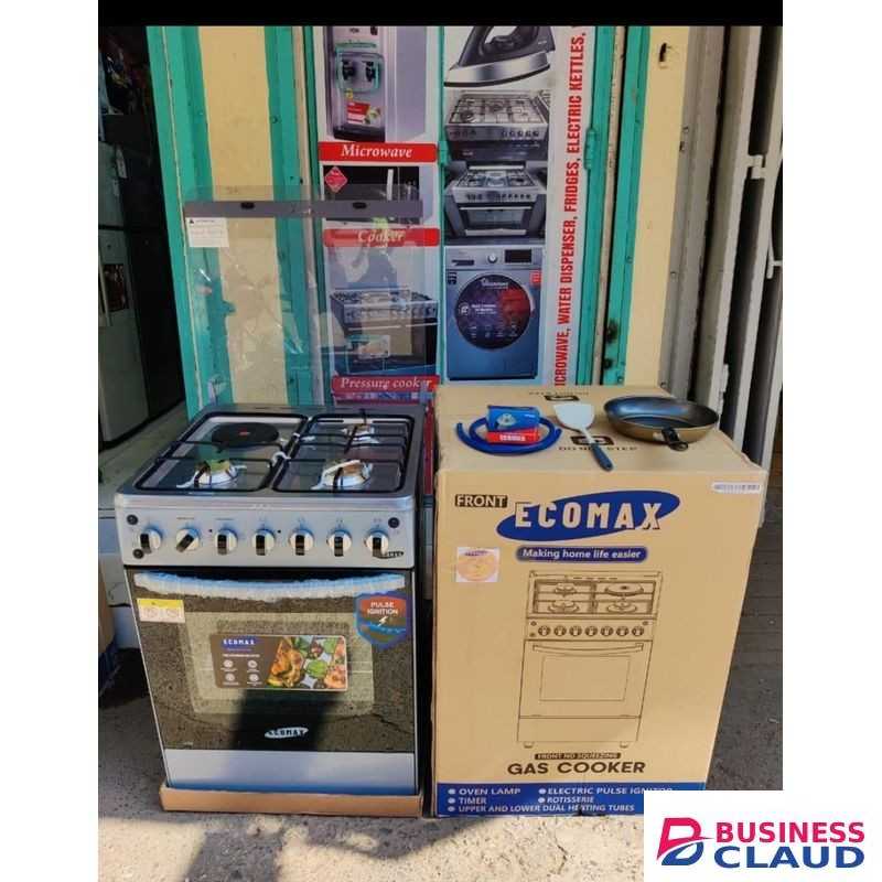 Ecomax 3+1 Electric cooker 60×60, Jet burners,Electric Oven,hRotisserie LX880 @25,500* With Free Gas Pipe, Spatula, Frying Pan, 13Kg Regulator & Clip
