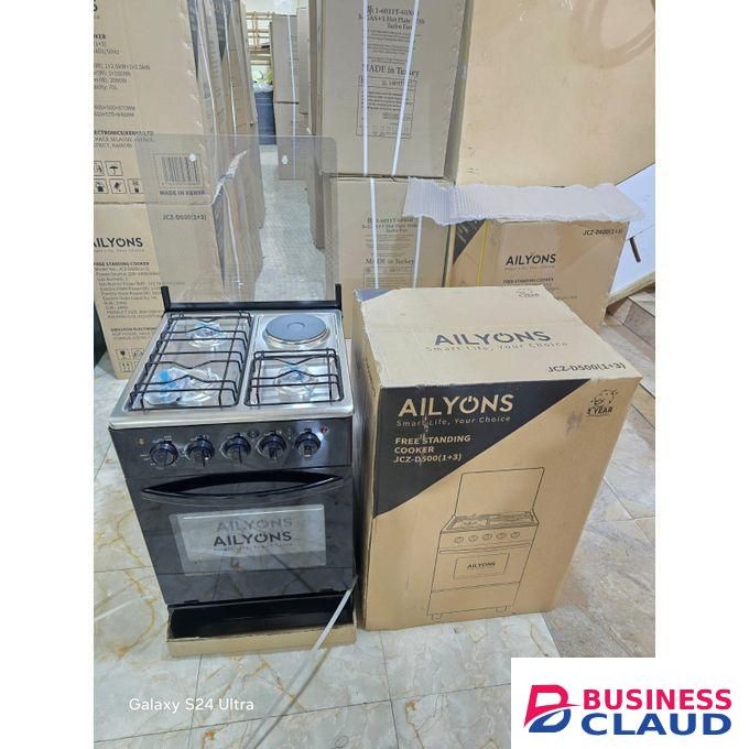 AILYONS Free Standing Cooker 50by55 3+1 With Electric Oven Plus Pipe And Regulator