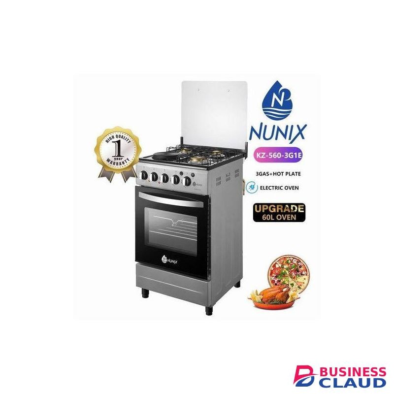 Nunix 3Gas Plus 1 Electric Hotplate Cooker With 60L Oven