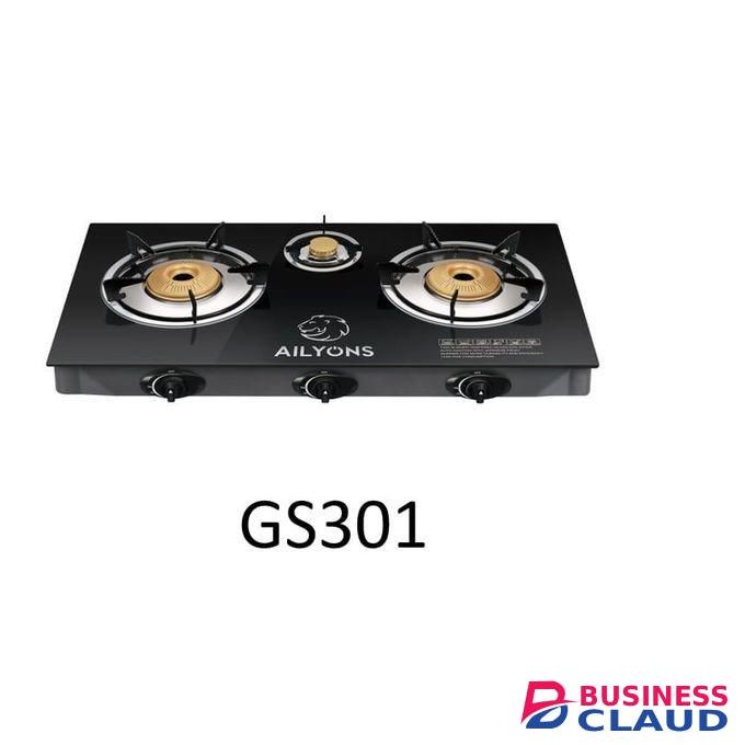 AILYONS GS-301 Infrared Tabletop Gas Cookers 3 Burner Glass Top Gas Stove