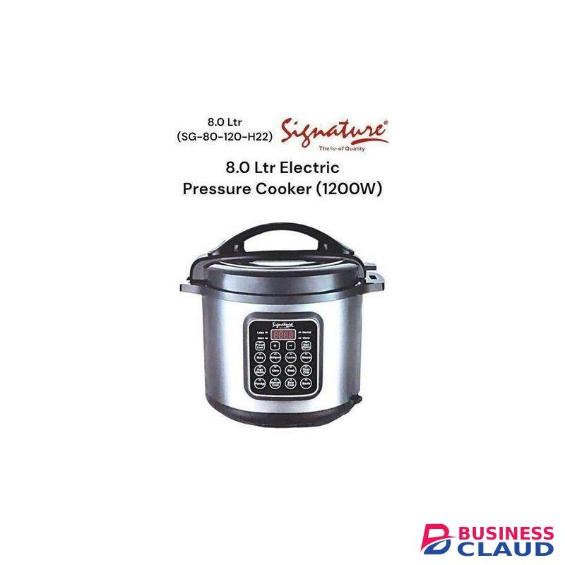 Signature Electric Pressure Cooker, Slow Rice Cooker, Steamer, Sauté, Stainless Steel nonstick pot, 8L, 1200Watts