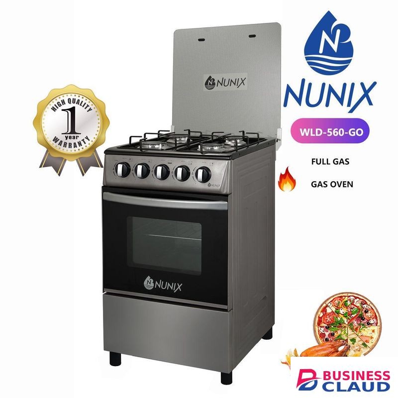 Nunix Standing Full Gas Cooker with Oven and Four Burners