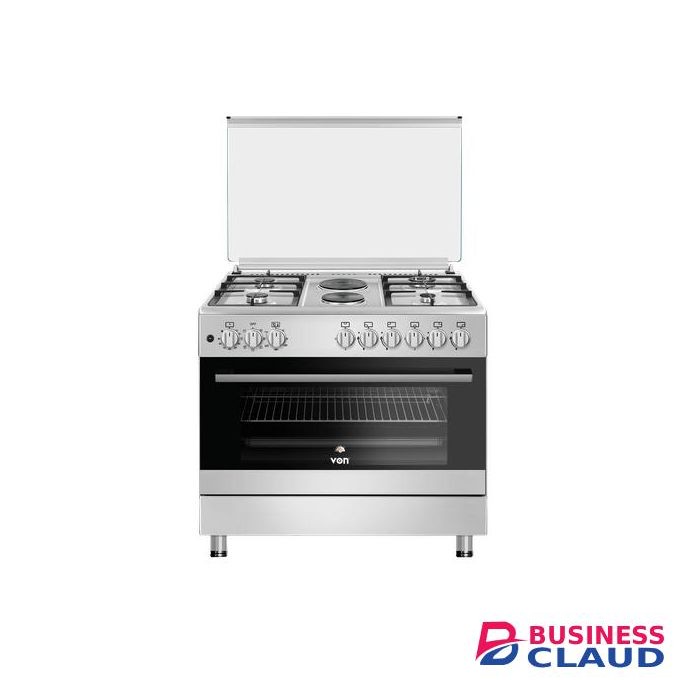 VON 90x60 Freestanding Cooker 4 Gas(1 TECNA Wok Burner) + 2 Electric Hotplates with Full Electric Oven with 7 Functions & Flame Failure Safety
