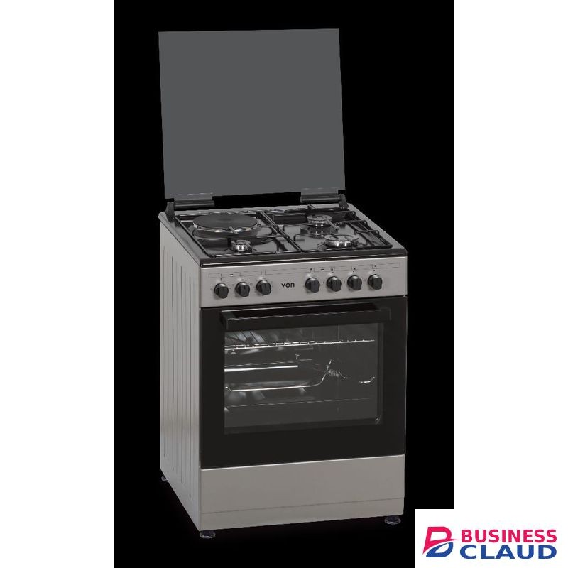 VON Cooker 3 Gas + 1 electric hotplate 60cm by 55cm standing gas cooker with electric oven