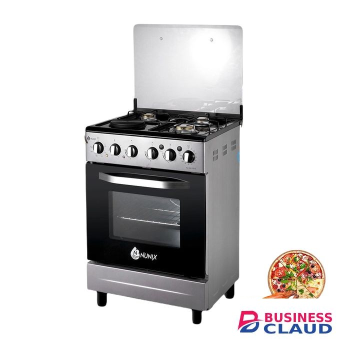 Nunix 3 Gas Burners 1 Electric Plate Electric Oven 60*60 + FREE Regulator,Pipe & Clips