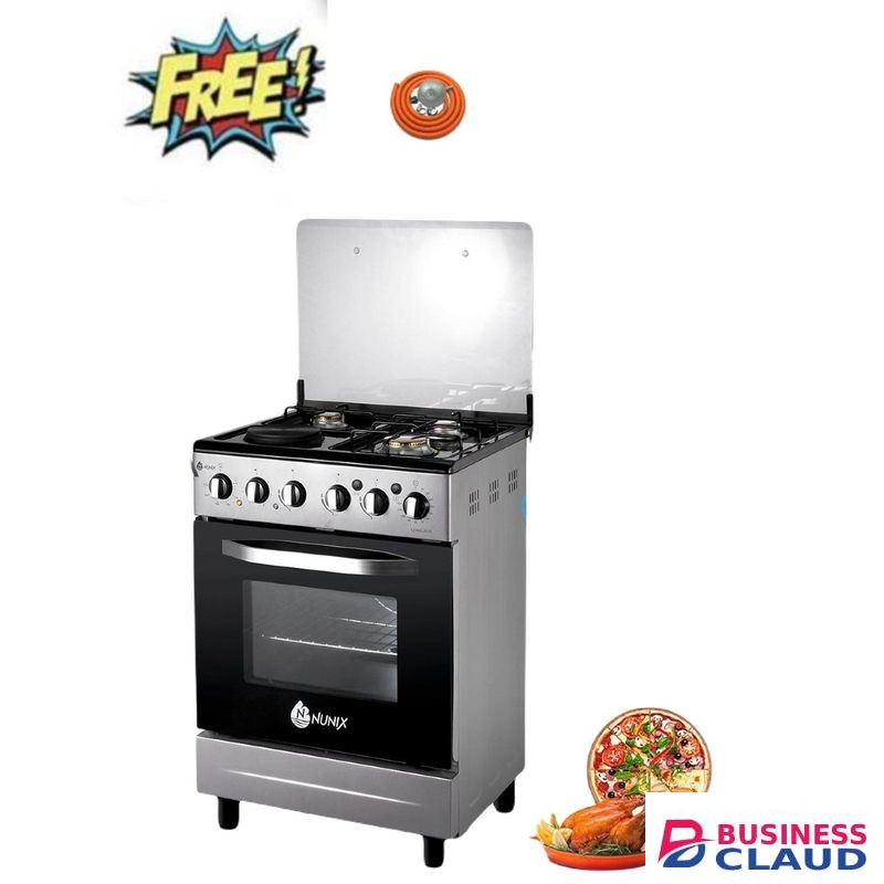 Nunix 3 Gas Burners 1 Electric Plate Electric Oven 60*60 + FREE Regulator,Pipe & Clips