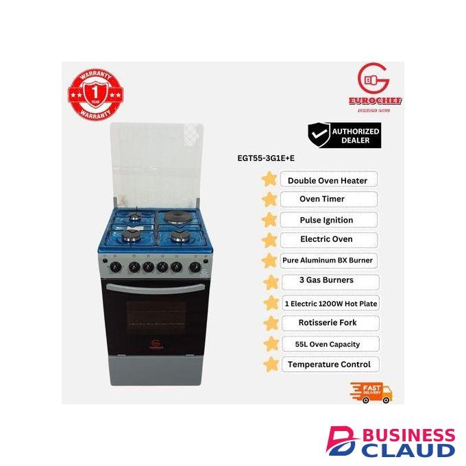 Eurochef Free Standing 3 Gas Burner +1 Electric Cooker With electric Oven