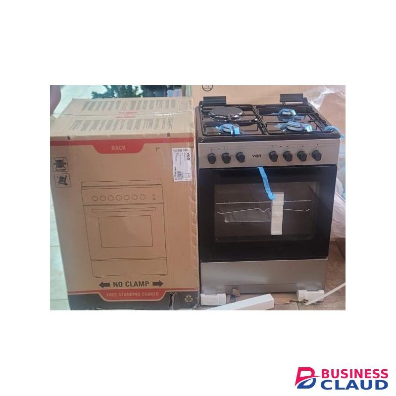 VON 60cm by 55cm, 3 Gas Jet Burners + 1 Hot Plate Standing Cooker with Electric Oven