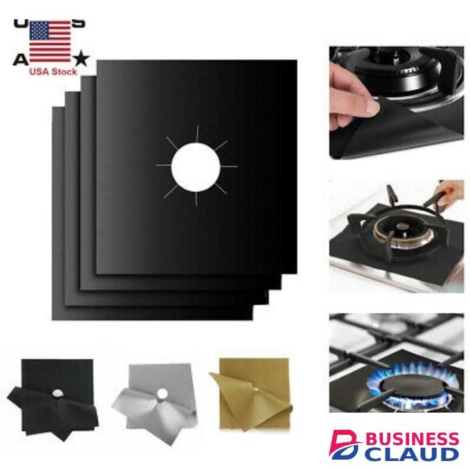 4pack Stove Burner Covers - Gas Stove Protectors , Reusable, Non-Stick, Fast Clean Liners For Kitchen/Cooking.