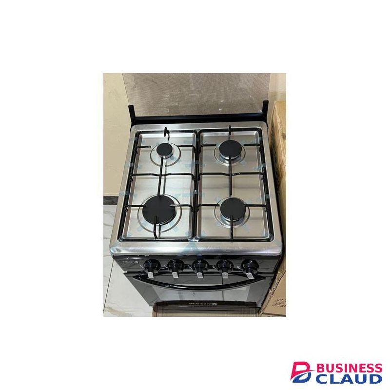 VOLSMART 4 Burners Free Standing Gas Cooker With 60L Oven 4 Gas Cooker + Gas Oven - Silver