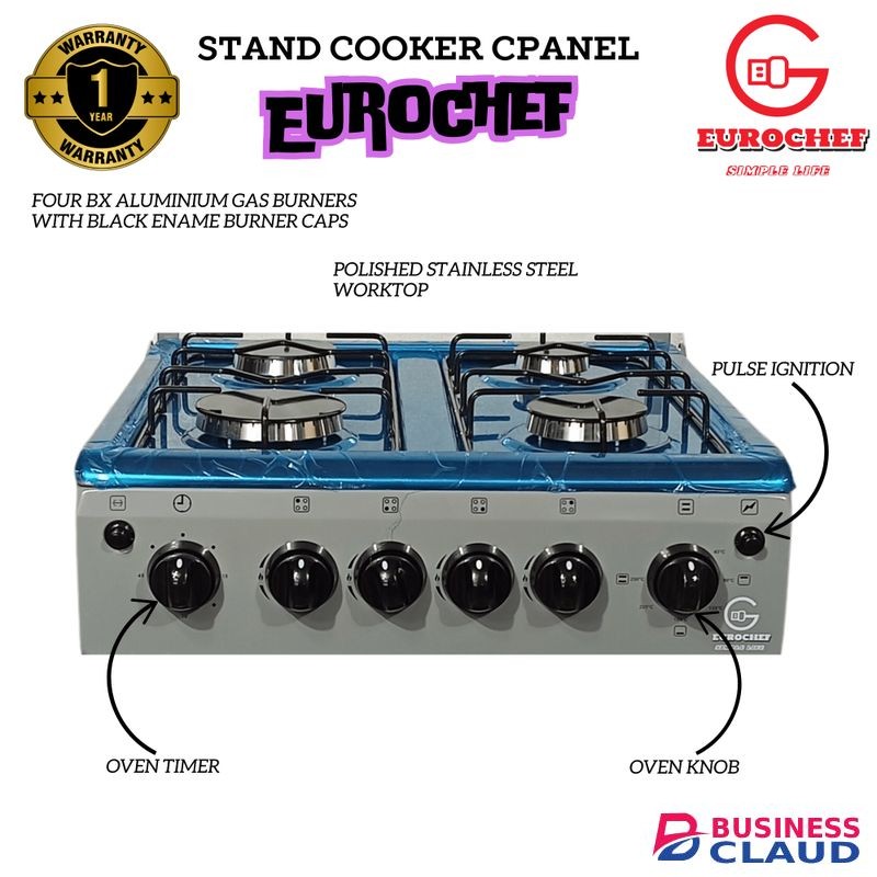 Eurochef Free Standing 4gas Cooker With Electric Oven 50cmX55cm