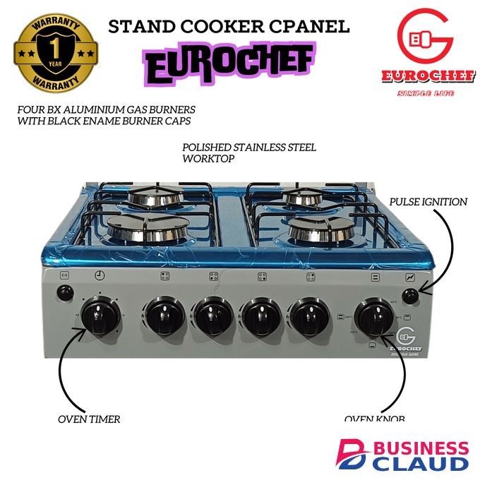 Eurochef Free Standing 4gas Cooker With Electric Oven 50cmX55cm