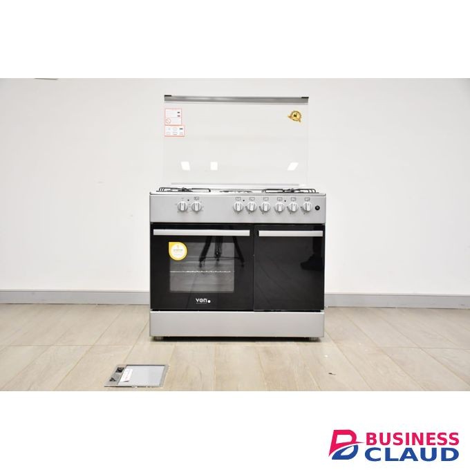 VON 90x60 Standing Cooker – 4 Gas + 2 Electric Hotplates With Oven (Silver)