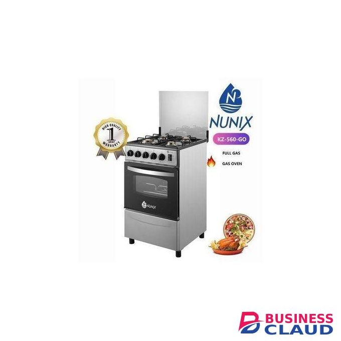 Nunix Free Standing Full Gas Cooker With Gas Oven 50 By 55cm - Silver