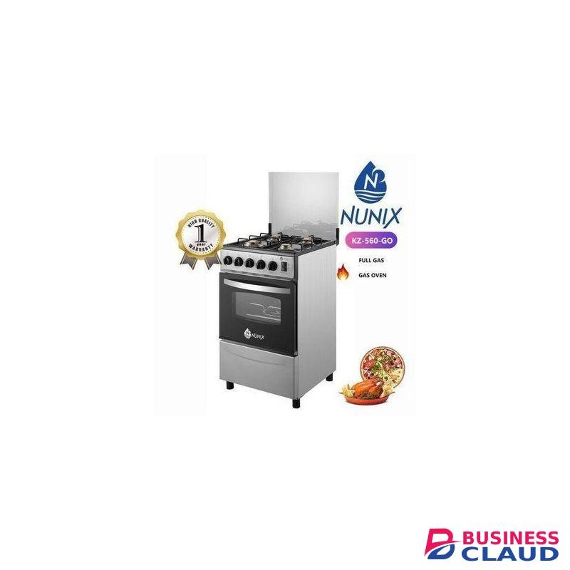 Nunix Free Standing Full Gas Cooker With Gas Oven 50 By 55cm - Silver