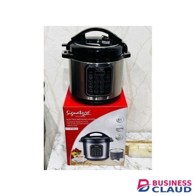 Signature 6 Liters Electric Pressure Cooker, Multifunctional Cooker With Pre programmed menu, Non-Stick Pot , 1000Watts
