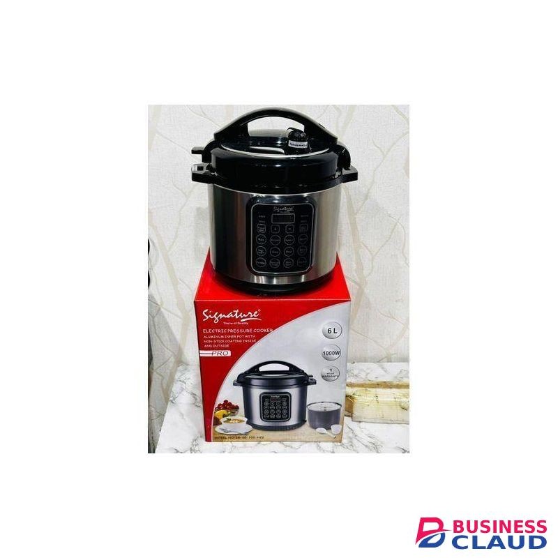 Signature 6 Liters Electric Pressure Cooker, Multifunctional Cooker With Pre programmed menu, Non-Stick Pot , 1000Watts