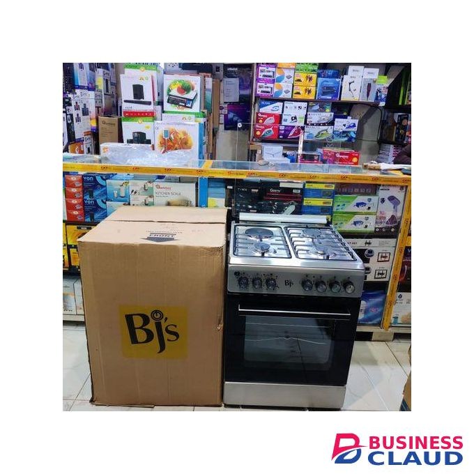 BJS SILVER (INOX) 60x60 3+1 Electric/Gas Cooker - W/ Turbo Fan - Oven 60L Capacity With 2m Gas Pipe Gift