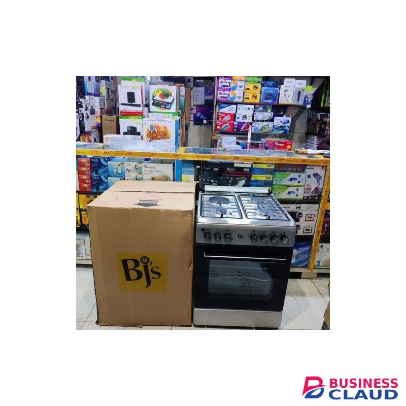 BJS SILVER (INOX) 60x60 3+1 Electric/Gas Cooker - W/ Turbo Fan - Oven 60L Capacity With 2m Gas Pipe Gift