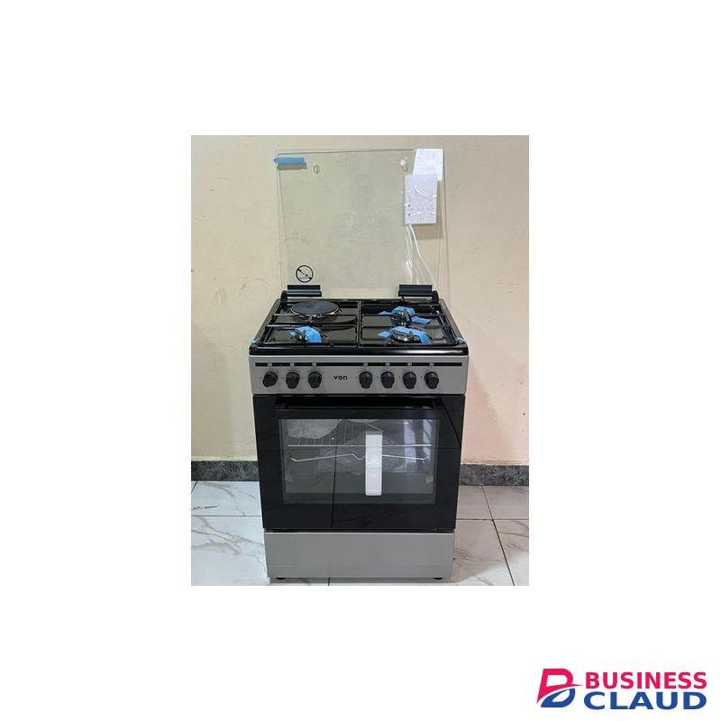 VON 3 Gas+1 Electric, 60cm by 55cm, Standing Gas Cooker with Electric Oven