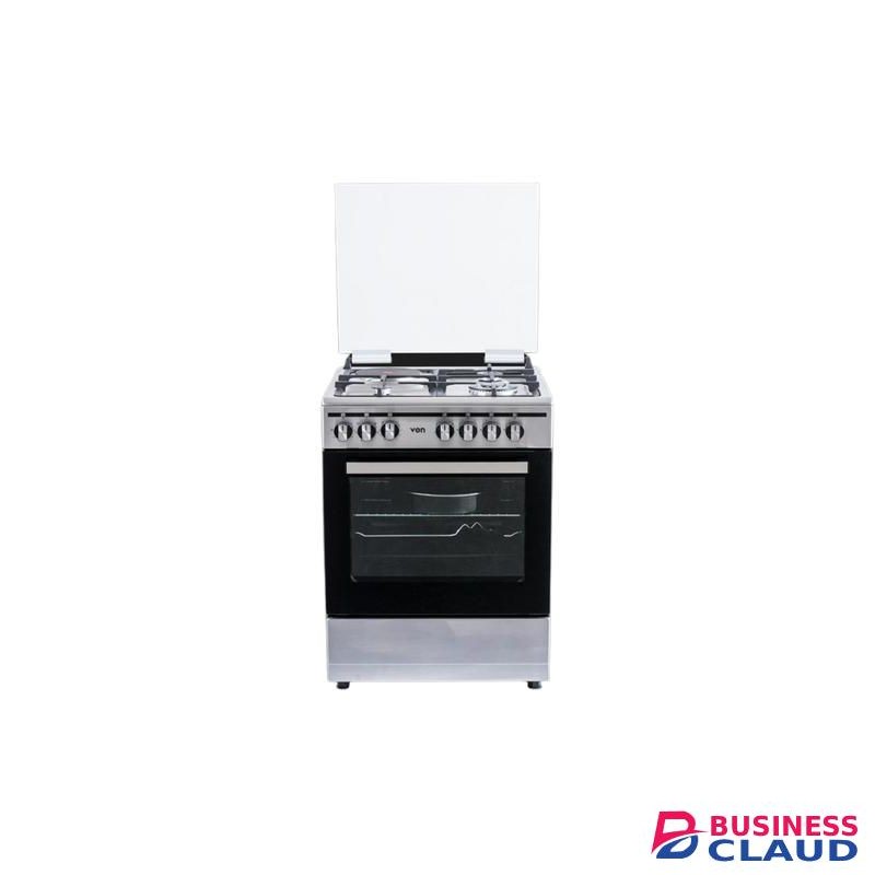 VON 60x55, 3 Gas Jet Burners + 1 RAPID Hot Plate, Auto-Ignition, Electric Oven, Rotisserie Standing Cooker