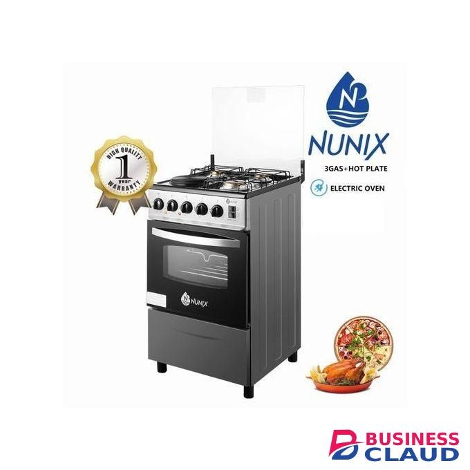 Nunix KZ-560-3G1E Free Standing 3 Gas Cooker+1 Hotplate With Electric Oven