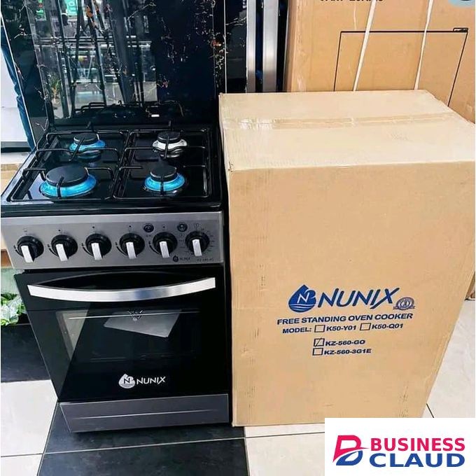 Nunix Full Gas 4 Burner Free Standing Cooker With gas Oven with Jet - silver