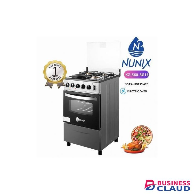 Nunix STANDING GAS COOKER (50 BY 55 BY 84 CM) 3 GAS + 1 HOT PLATE WITH ELECTRIC OVEN