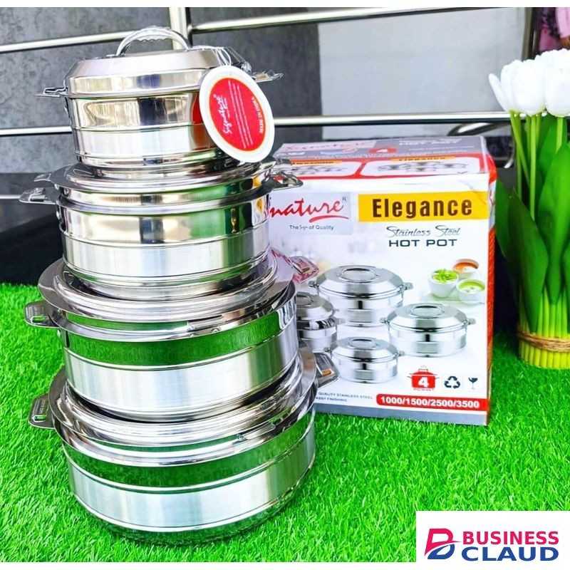 Signature Quality 4 Pieces Elegance Insulated Stainless Steel Serving Dishes / Hot Pots Set