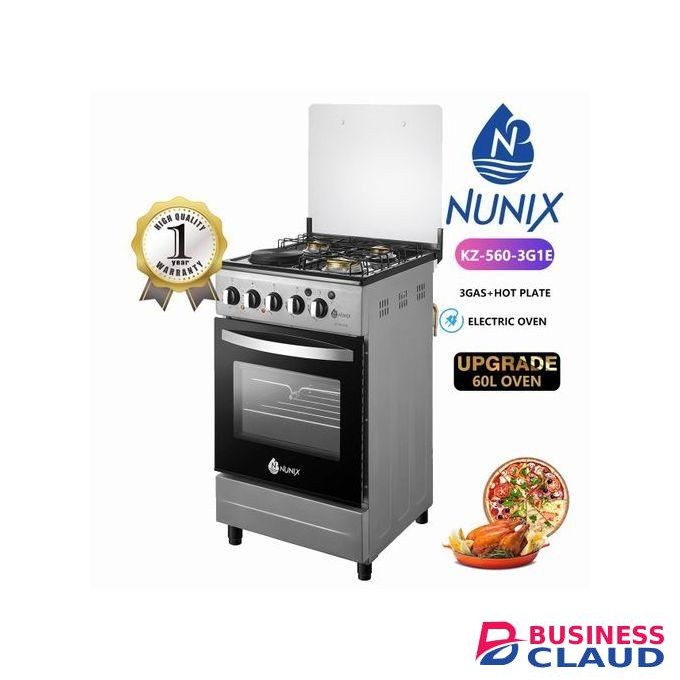 Nunix COOKER Free Standing 3 Gas Burner +1 Electric Cooker With Oven