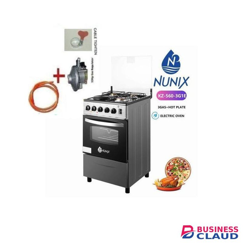 Nunix 50 * 55cm Cooker, 4 Gas Burners, Gas Oven With Free Regulator Plus Gas Pipe