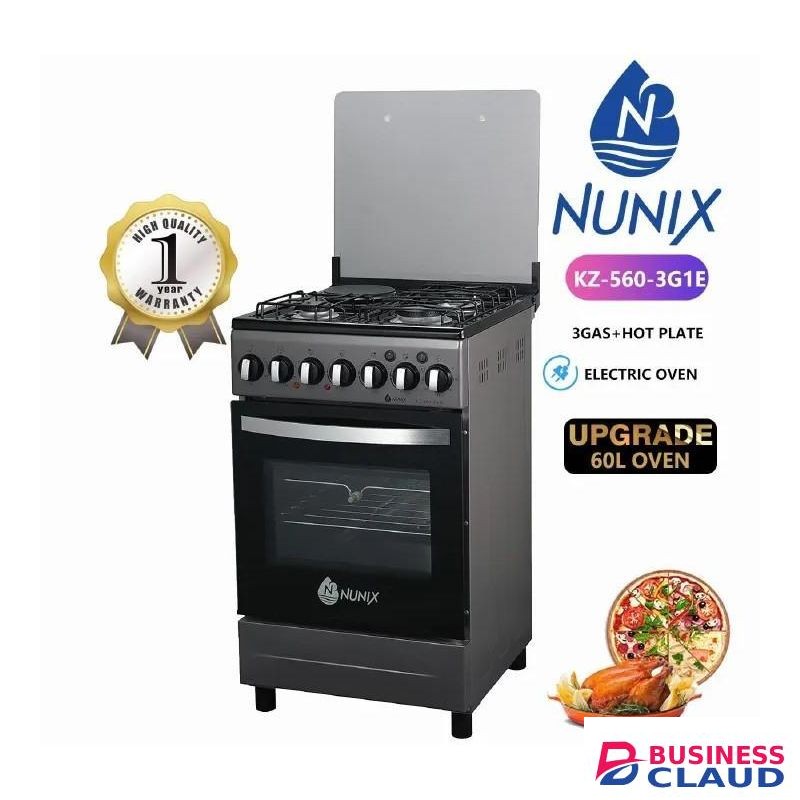 Nunix Standing Cooker - 50x55, 3 Jet Burners+1 Electric, ROTISSERIE & ELECTRIC OVEN