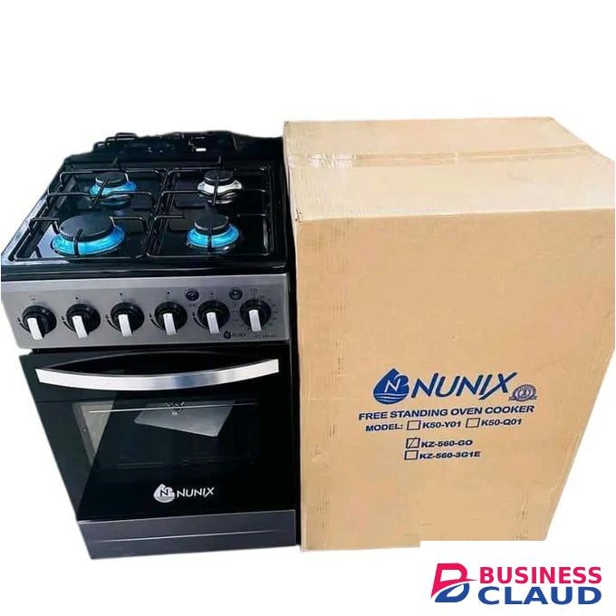 Nunix Auto Ignition Free Standing 4 Gas Burner Cooker With Oven