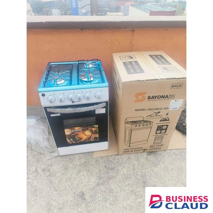 Sayona SGC 50E31-BL,3 Gas+1Hot Plate , 50 By 50 Gas Cooker With Electric Oven