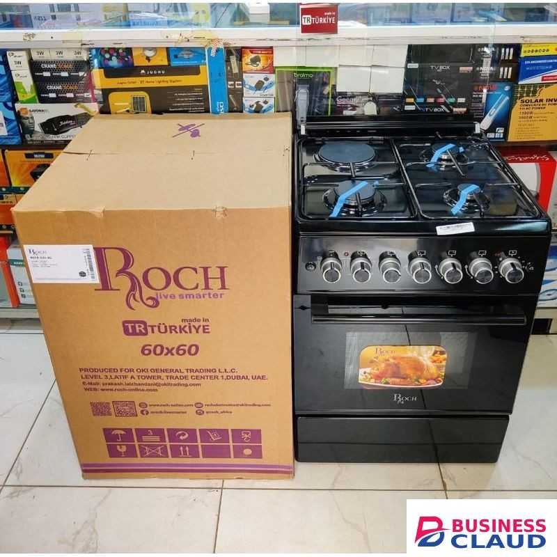 Roch 60cm x 60cm, 3 Gas Jet Burners + 1 Hot Plate, Electric Oven & Rotisserie Free Standing Cooker