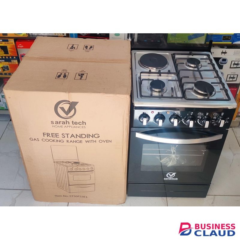 Sarah 50cm by 55cm, 3 Gas Jet Burners + 1 Hot Plate, Electric Oven Free Standing Cooker