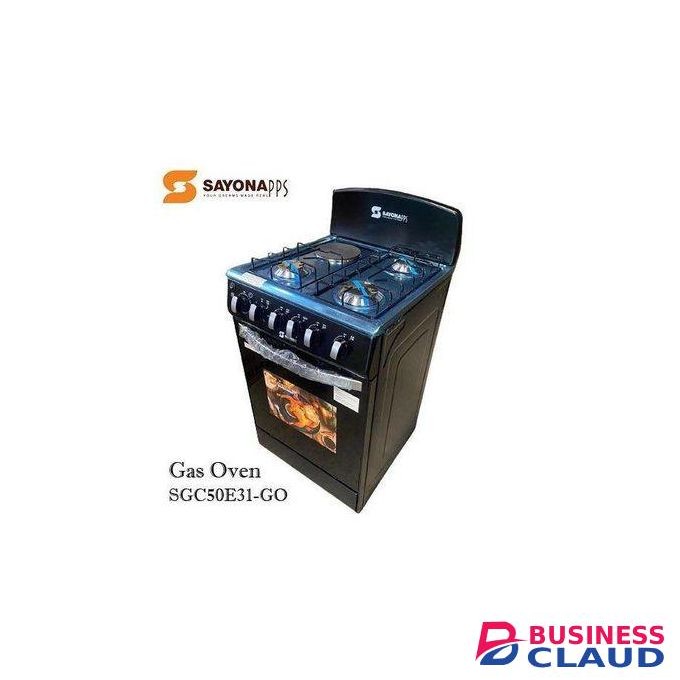 Sayona Black 3gas+1 Electric Plate Standing Cooker With Electric Oven